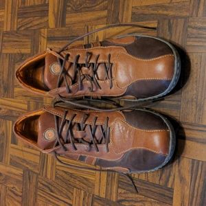 Men’s Born Brown and Dark Leather Loafer Semi Oxford Casual Dress Shoes 10.5